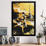 Girl Ballerina Dancing In Paris Golden Painting, Framed Art Prints Wall Art Home Decor, Ready to Hang