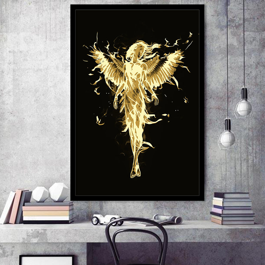 Gold Color Angel Wing Art Framed Art Print Wall Art Decor,Framed Picture