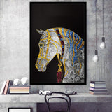 Golden Horse Crystal Abstract Artwork Framed Art Print Wall Art Decor,Framed Picture