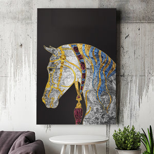 Golden Horse Crystal Abstract Artwork Canvas Prints Wall Art Home Decor