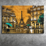 Golden Paris And Eiffel Tower, Canvas Prints Wall Art Home Decor