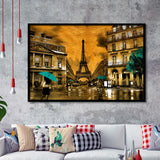 Golden Paris And Eiffel Tower, Framed Art Prints Wall Art Home Decor, Ready to Hang