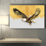 Golden Eagle Flying Grey And Gold Background, Canvas Prints Wall Art Home Decor