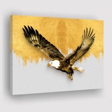 Golden Eagle Flying Grey And Gold Background, Canvas Prints Wall Art Home Decor