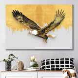 Golden Eagle Flying Grey And Gold Background, Canvas Prints Wall Art Home Decor