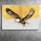 Golden Eagle Flying Grey And Gold Background, Canvas Prints Wall Art Home Decor