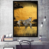 Golden Zebra Modern Painting Gray And Gold, Framed Art Prints Wall Art Home Decor, Ready to Hang