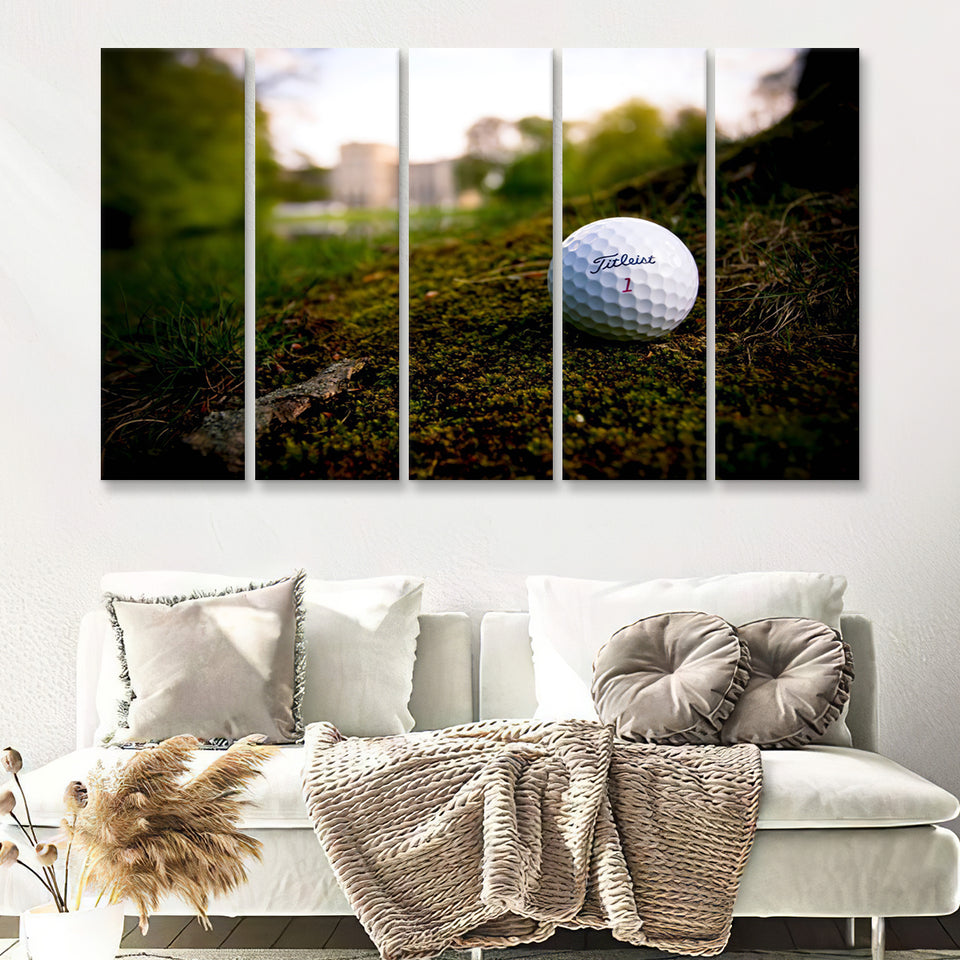 Golf Ball In Dirt 5 Pieces B Canvas Prints Wall Art - Painting Canvas, Multi Panel