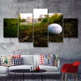Golf Ball In Dirt 5 Pieces Canvas Prints Wall Art - Painting Canvas, Multi Panel