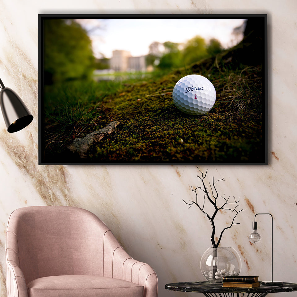Golf Ball In Dirt Framed Canvas Prints Wall Art - Painting Canvas, Floating Frame, Wall Decor