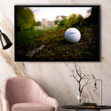 Golf Ball In Dirt Framed Canvas Prints Wall Art - Painting Canvas, Floating Frame, Wall Decor