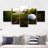 Golf Ball In Dirt 5 Pieces Canvas Prints Wall Art - Painting Canvas, Multi Panel