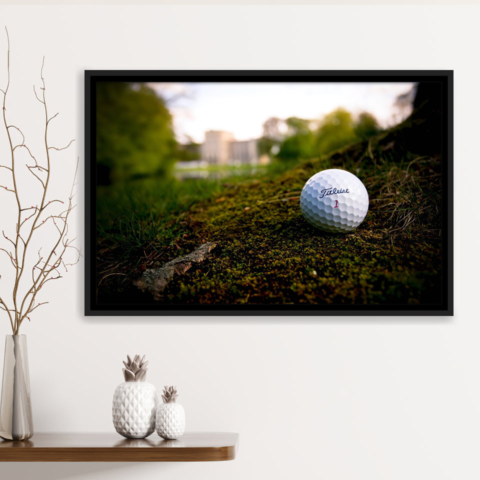 Golf Ball In Dirt Framed Canvas Prints Wall Art - Painting Canvas, Floating Frame, Wall Decor