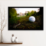 Golf Ball In Dirt Framed Canvas Prints Wall Art - Painting Canvas, Floating Frame, Wall Decor