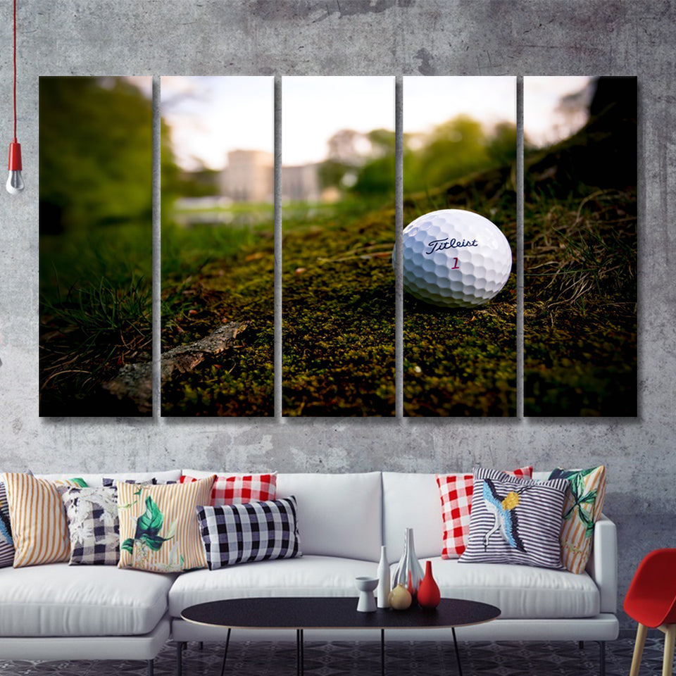 Golf Ball In Dirt 5 Pieces B Canvas Prints Wall Art - Painting Canvas, Multi Panel