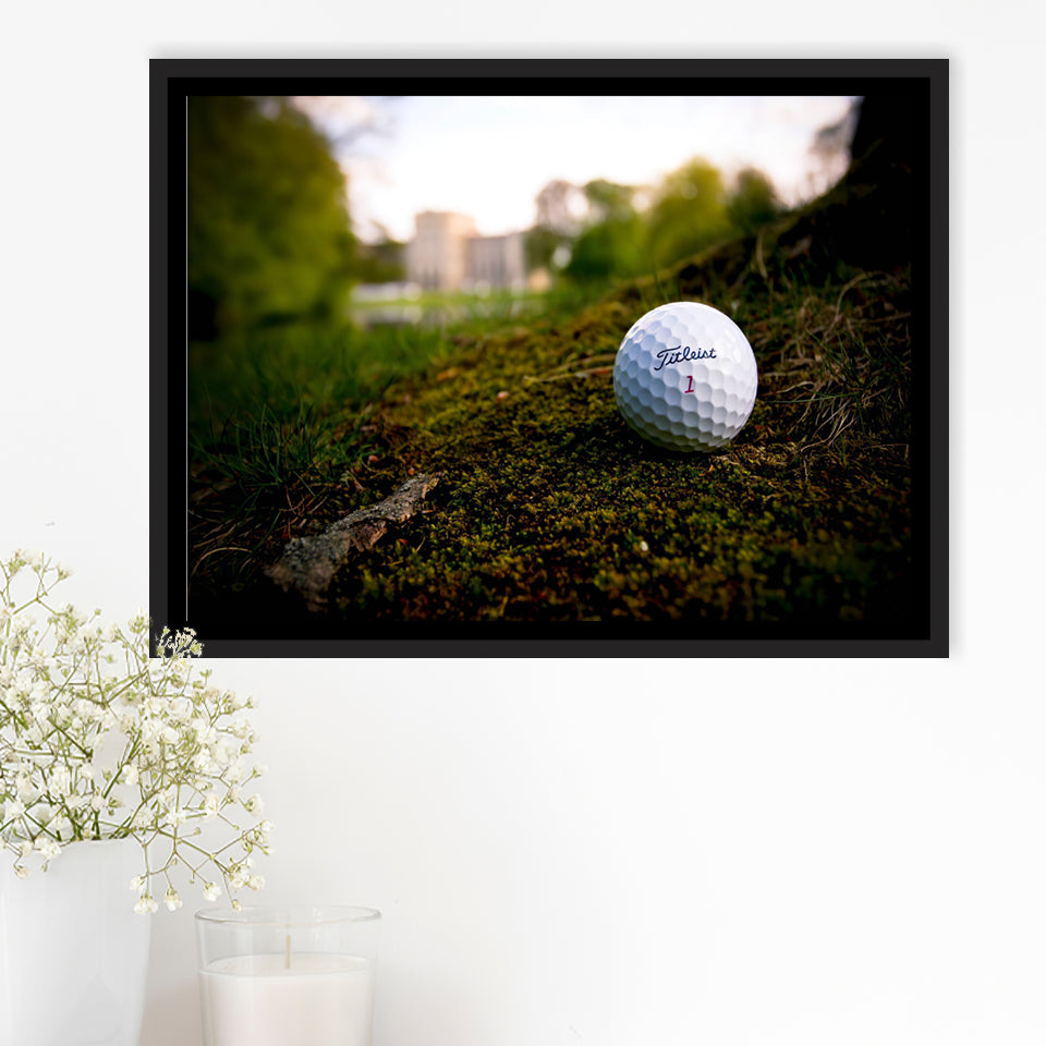 Golf Ball In Dirt Framed Canvas Prints Wall Art - Painting Canvas, Floating Frame, Wall Decor