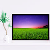 Golf Course Grass  Purple Sunset Framed Art Prints Wall Art Decor - Painting Prints, Framed Picture