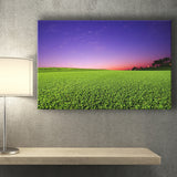 Golf Course Grass  Purple Sunset Canvas Prints Wall Art - Painting Canvas, Art Prints, Wall Decor