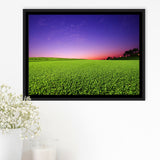 Golf Course Grass  Purple Sunset Framed Canvas Prints Wall Art - Painting Canvas, Floating Frame, Wall Decor