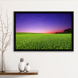 Golf Course Grass  Purple Sunset Framed Canvas Prints Wall Art - Painting Canvas, Floating Frame, Wall Decor