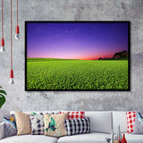 Golf Course Grass  Purple Sunset Framed Art Prints Wall Art Decor - Painting Prints, Framed Picture
