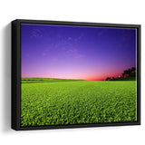 Golf Course Grass  Purple Sunset Framed Canvas Prints Wall Art - Painting Canvas, Floating Frame, Wall Decor