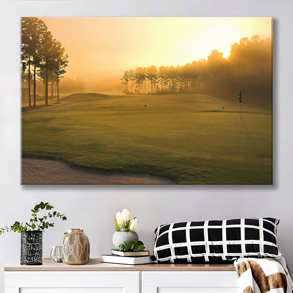 Golf Course In The Fog Canvas Prints Wall Art - Painting Canvas, Art Prints, Wall Decor