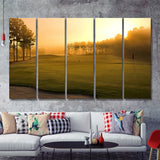 Golf Course In The Fog 5 Pieces B Canvas Prints Wall Art - Painting Canvas, Multi Panel