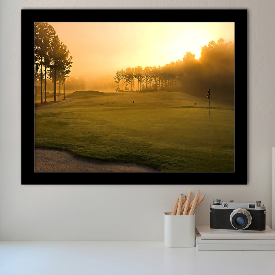 Golf Course In The Fog Framed Art Prints Wall Art Decor - Painting Prints, Framed Picture