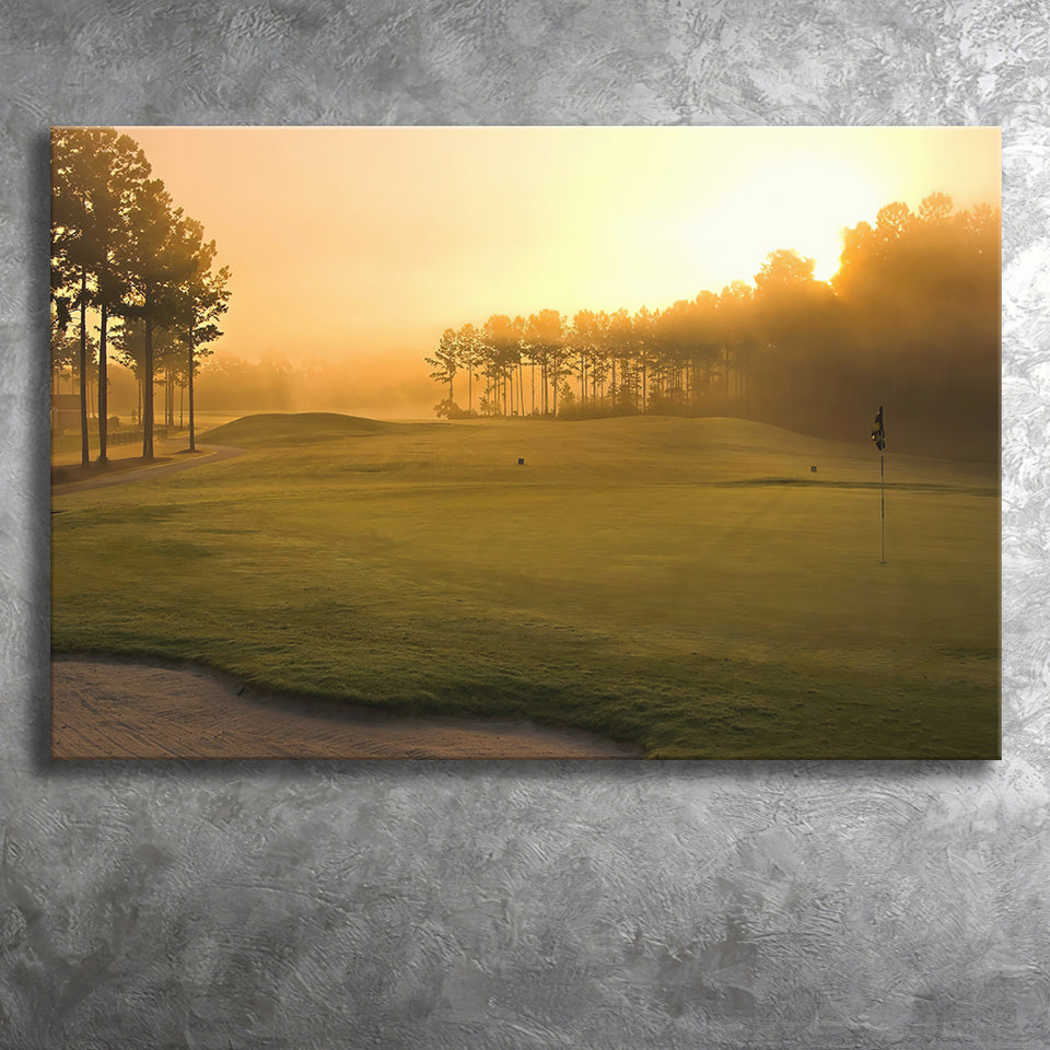 Golf Course In The Fog Canvas Prints Wall Art - Painting Canvas, Art Prints, Wall Decor
