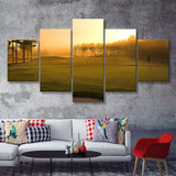 Golf Course In The Fog 5 Pieces Canvas Prints Wall Art - Painting Canvas, Multi Panel