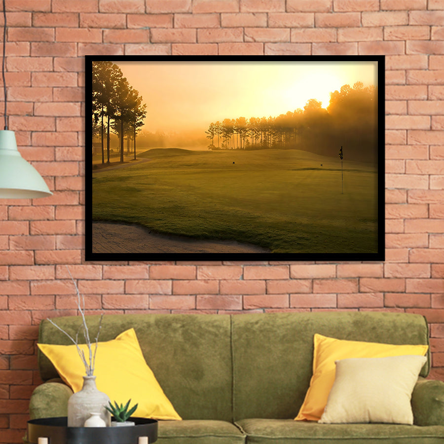 Golf Course In The Fog Framed Art Prints Wall Art Decor - Painting Prints, Framed Picture