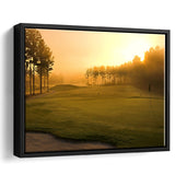 Golf Course In The Fog Framed Canvas Prints Wall Art - Painting Canvas, Floating Frame, Wall Decor