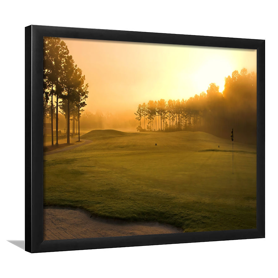 Golf Course In The Fog Framed Art Prints Wall Art Decor - Painting Prints, Framed Picture