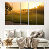 Golf Course In The Fog 5 Pieces B Canvas Prints Wall Art - Painting Canvas, Multi Panel