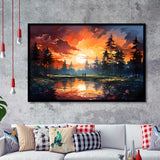 Golfer Playing Together In Sunset Framed Art Prints Wall Decor, Painting Art, Framed Picture