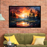 Golfer Playing Together In Sunset Framed Art Prints Wall Decor, Painting Art, Framed Picture