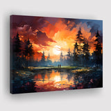 Golfer Playing Together In Sunset Canvas Prints Wall Art Home Decor, Painting Canvas, Living Room Wall Decor