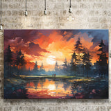 Golfer Playing Together In Sunset Canvas Prints Wall Art Home Decor, Painting Canvas, Living Room Wall Decor