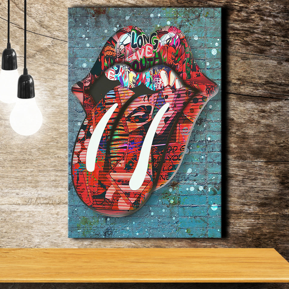 Graffiti Kiss Canvas Prints Wall Art - Painting Canvas, Home Wall Decor, Prints for Sale, Painting Art