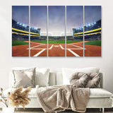 Grand Baseball Stadium Field Diamond Daylight View 5 Pieces Canvas Prints Wall Art Decor - Painting Canvas,Multi Panel,Painting Prints