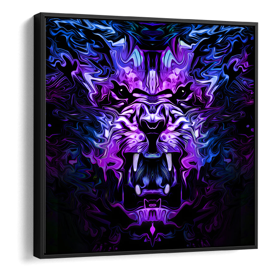 Canvas Wall Art | Grunge Background With Graffiti And Painted Lion - Framed Canvas, Canvas Prints, Painting Canvas