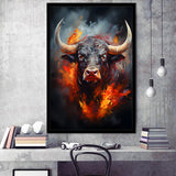 Hand Oil Painting Bull Portrait V4 Framed Art Prints Wall Decor, Painting Art, Framed Picture
