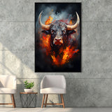 Hand Oil Painting Bull Portrait V4 Framed Canvas Prints Wall Art Home Decor, Painting Canvas, Floating Frame