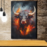 Hand Oil Painting Bull Portrait V4 Canvas Prints Wall Art Home Decor, Painting Canvas, Living Room Wall Decor