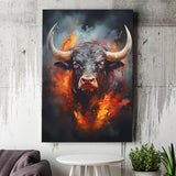 Hand Oil Painting Bull Portrait V4 Canvas Prints Wall Art Home Decor, Painting Canvas, Living Room Wall Decor