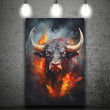 Hand Oil Painting Bull Portrait V4 Canvas Prints Wall Art Home Decor, Painting Canvas, Living Room Wall Decor