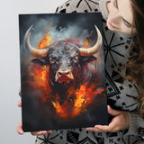 Hand Oil Painting Bull Portrait V4 Canvas Prints Wall Art Home Decor, Painting Canvas, Living Room Wall Decor