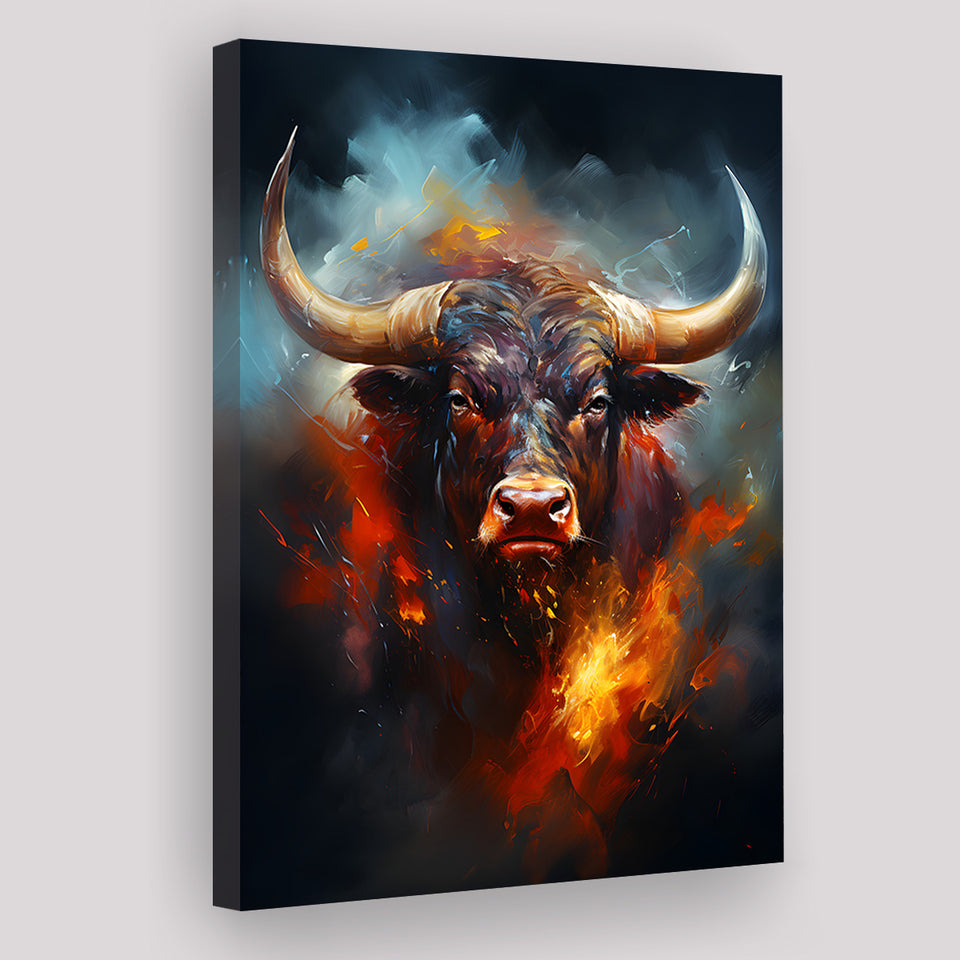 Hand Oil Painting Bull Portrait V5 Canvas Prints Wall Art Home Decor, Painting Canvas, Living Room Wall Decor