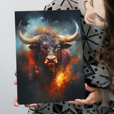 Hand Oil Painting Bull Portrait V5 Canvas Prints Wall Art Home Decor, Painting Canvas, Living Room Wall Decor